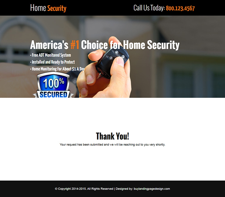 home security free quote lead capture responsive landing page design