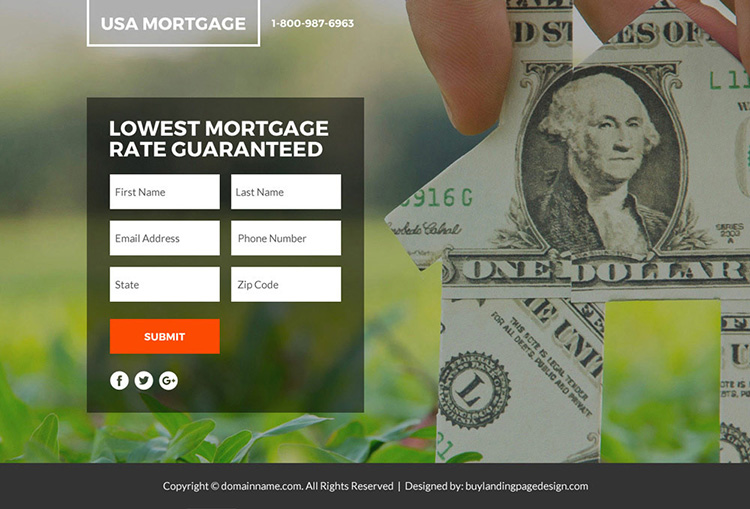 lowest mortgage rates lead funnel responsive landing page design