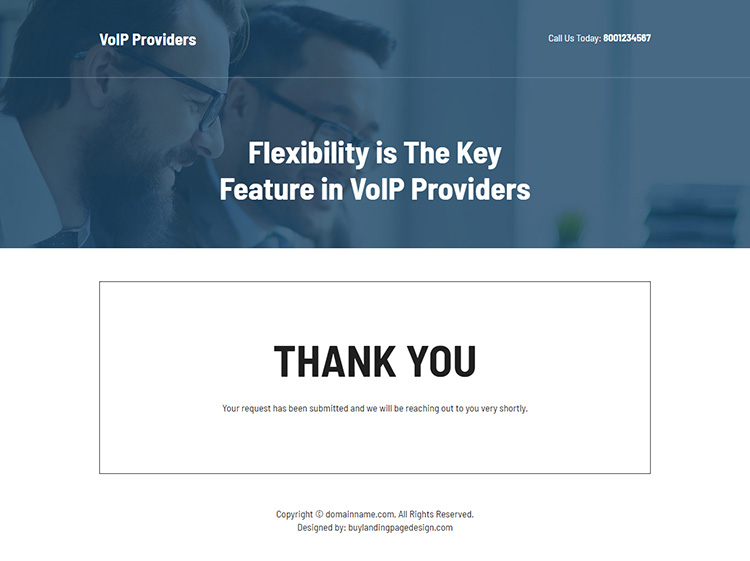 VoIP provider lead capture responsive landing page design