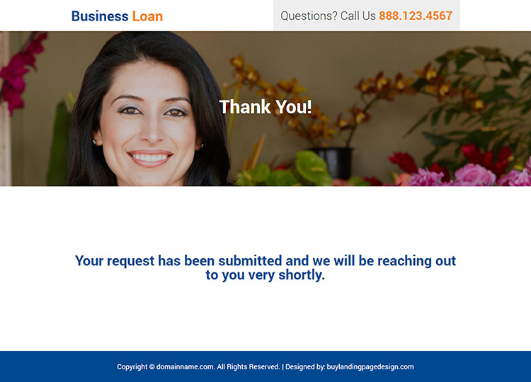 small business loan lead generating responsive landing page