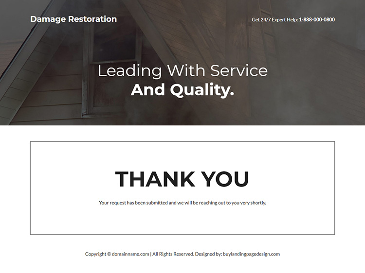 damage restoration services responsive landing page design