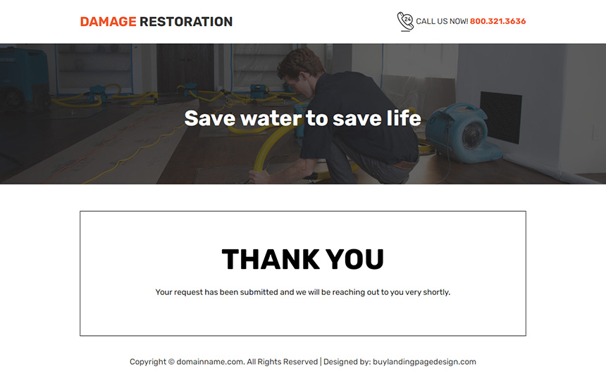 emergency damage restoration service lead capture landing page