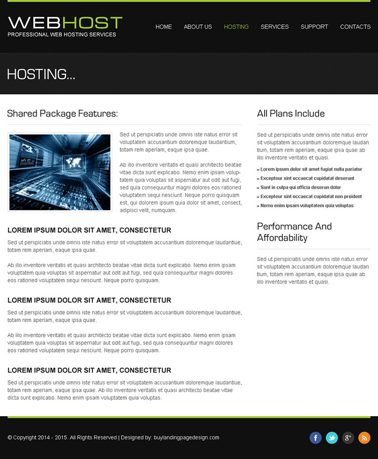 web hosting clean and converting html website template