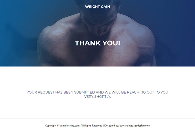 weight gain solution video landing page design