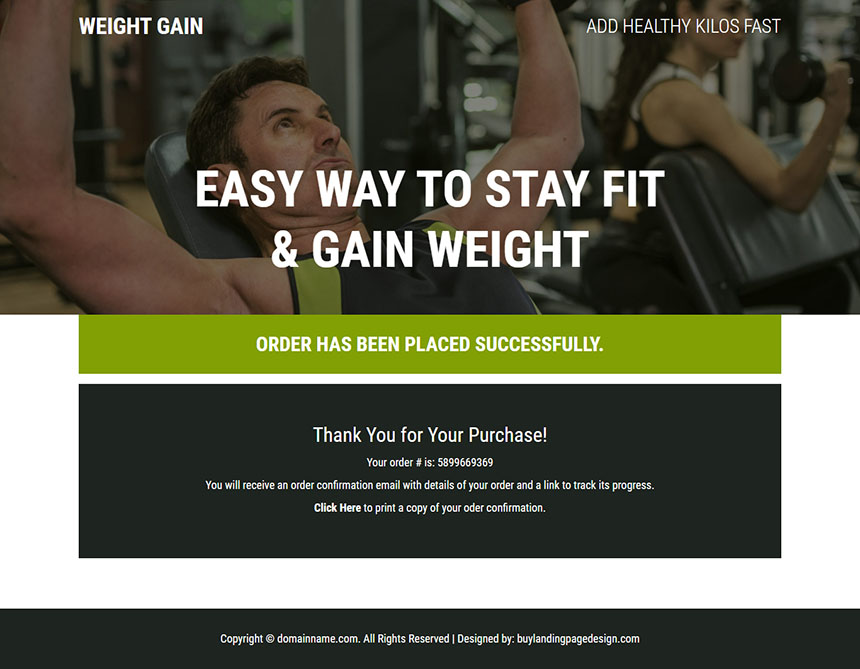 mass and weight gain supplement responsive landing page