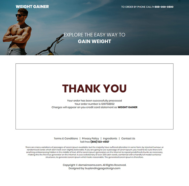 weight gain supplement responsive landing page