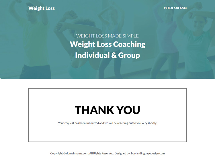 weight loss coach responsive landing page
