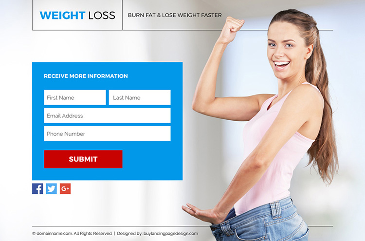 weight loss lead funnel responsive landing page design