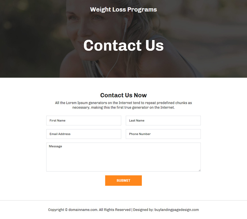 weight loss program lead capture responsive landing page