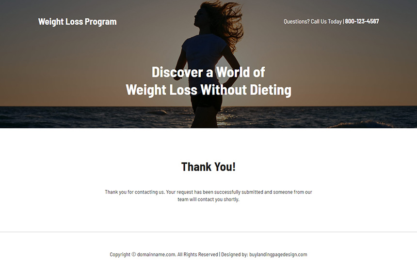 weight loss program lead capture landing page