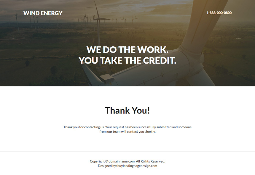 wind energy company responsive landing page design