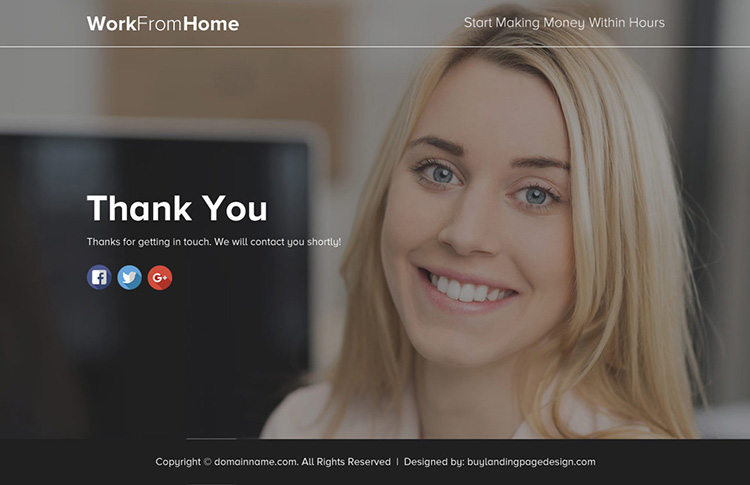 work from home lead funnel responsive landing page design