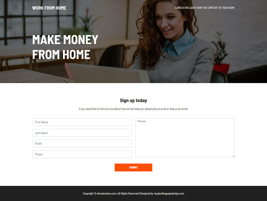 work from home mini responsive landing page