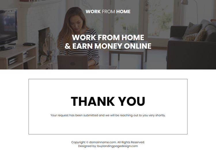 work from home business lead capture landing page