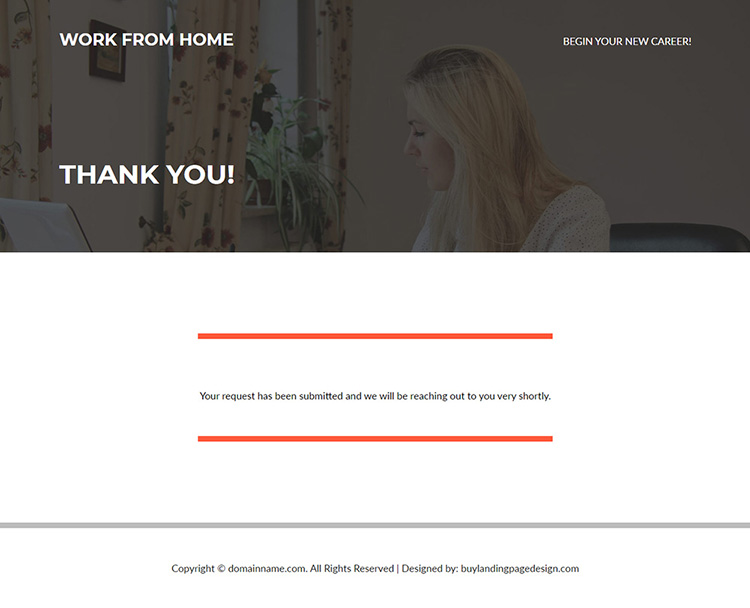 work from home business responsive landing page design