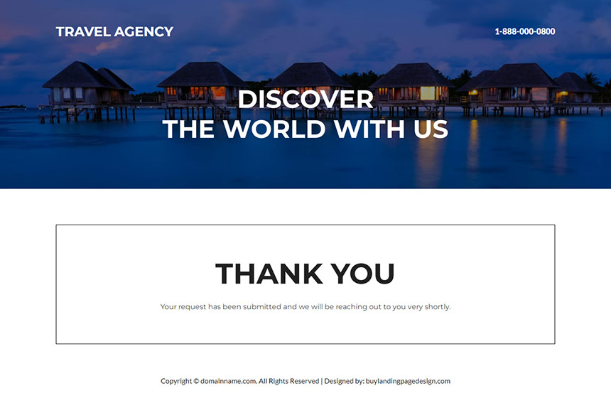 international travel agency lead capture landing page