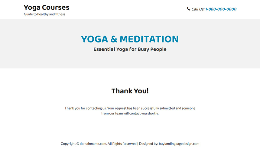 yoga and meditation classes lead capture responsive landing page