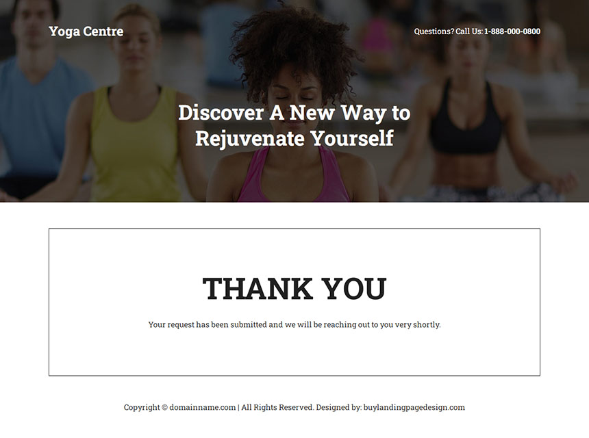 yoga training centre lead capture responsive landing page